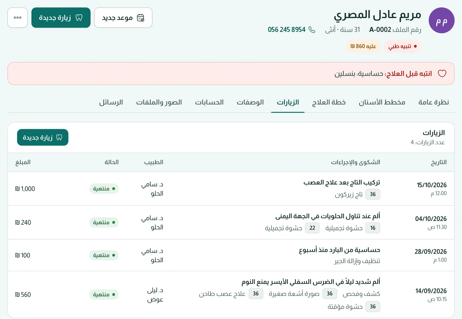 الزيارات والوصفات
